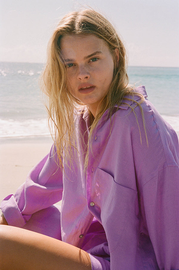 Light Purple Linen Shirt ROVE Byron Bay