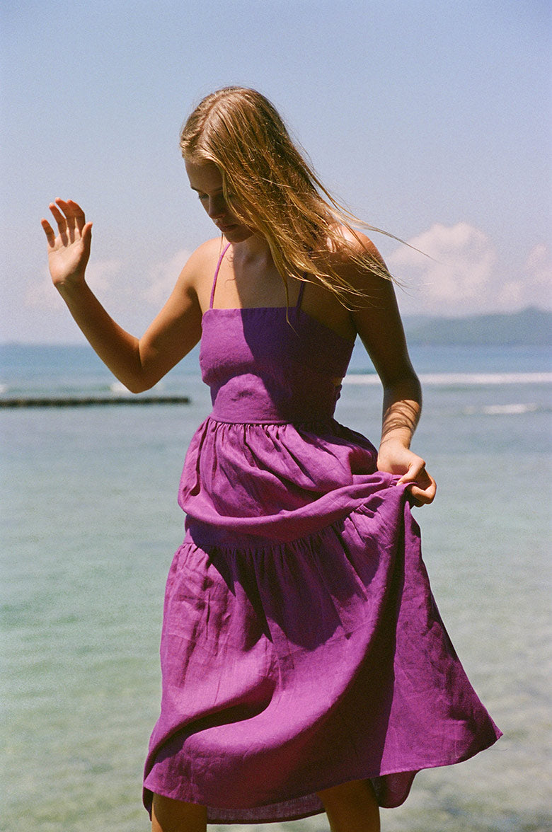 JOIE Midi Dress - purple linen cotton - XXS JOIE Midi Dress - purple linen cotton - XXS