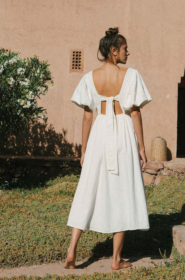 Sophisticated Off-White Backless Dress