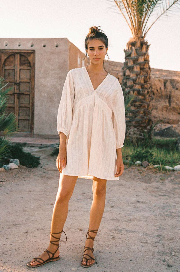 Comfortable White Cotton Dress - ROVE