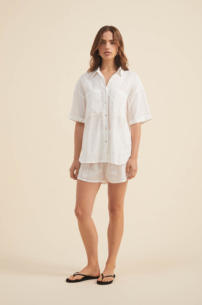 Summer staple cotton blouse and shorts set