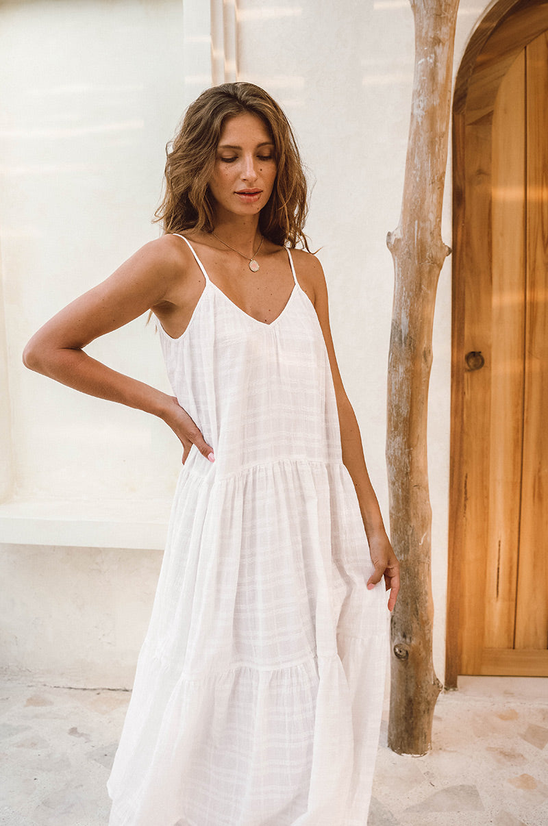 SOLANA Midi Dress - White - Ethical design