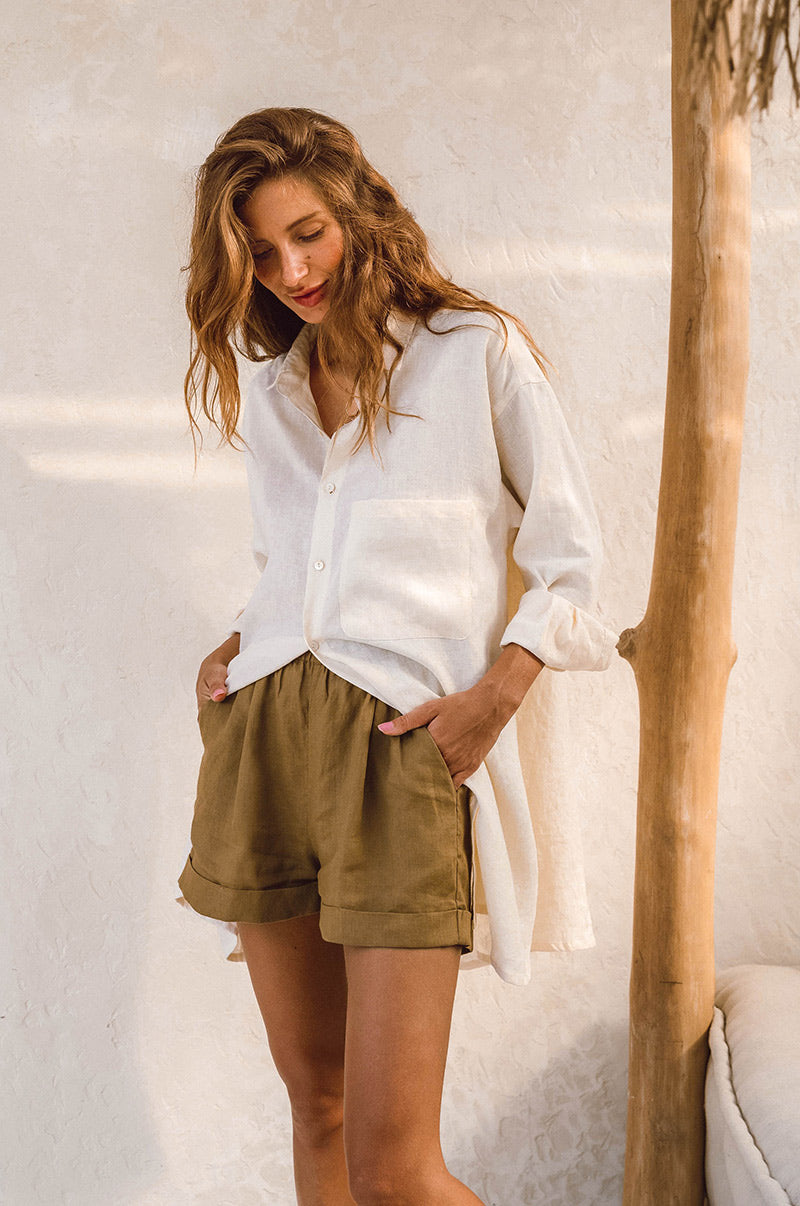 Taupe linen SUMMER Shorts - ROVE Designs