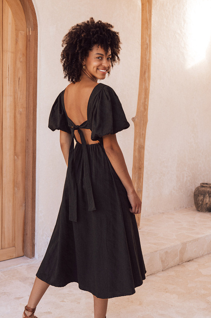 Open back black DAYDREAM Midi Dress
