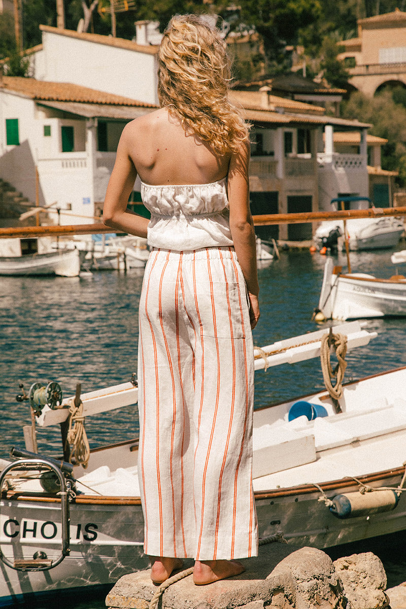 SUMMER Pants - Red Striped French Flax Linen - ROVE