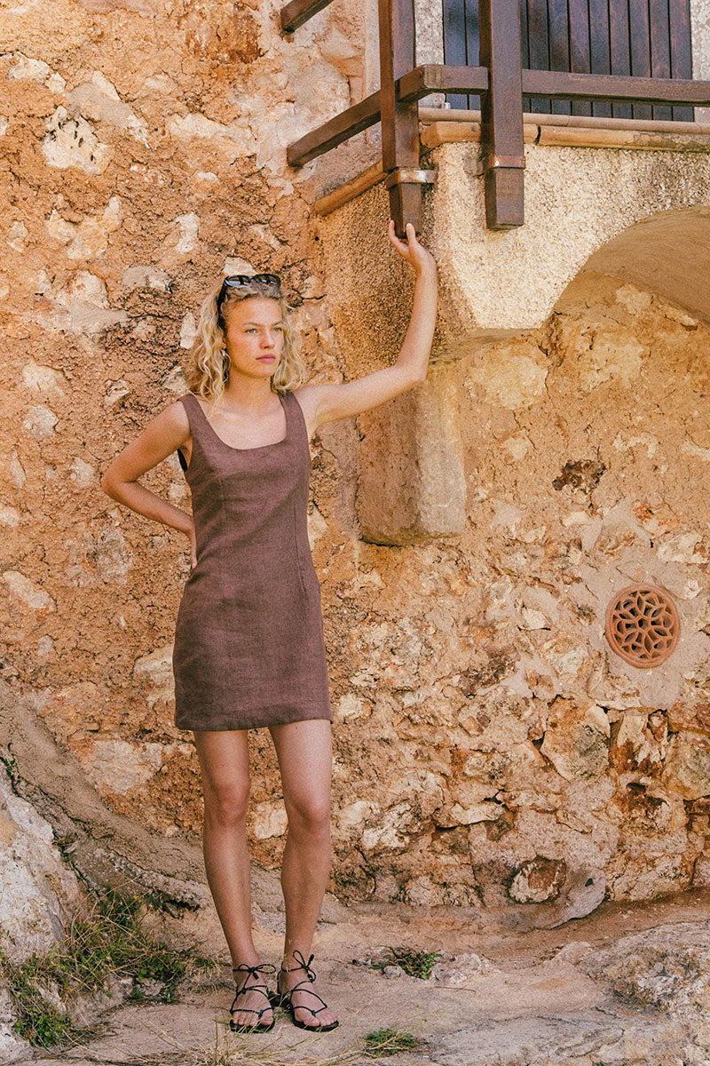 MALLORCA Dress - coffee linen