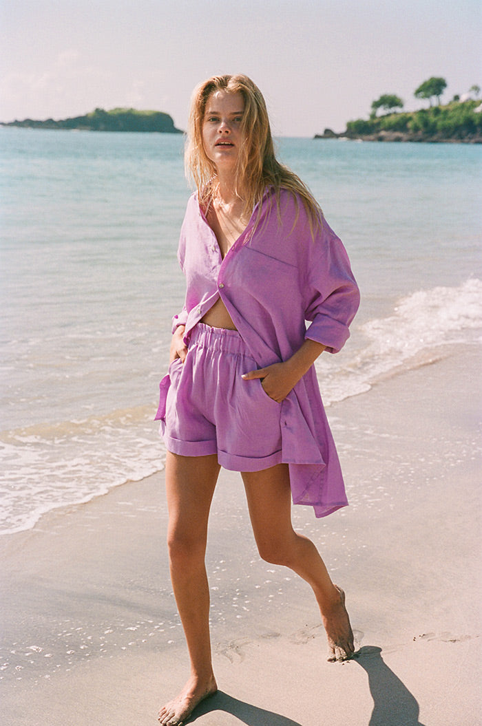 SUMMER Shirt Dress - light purple linen