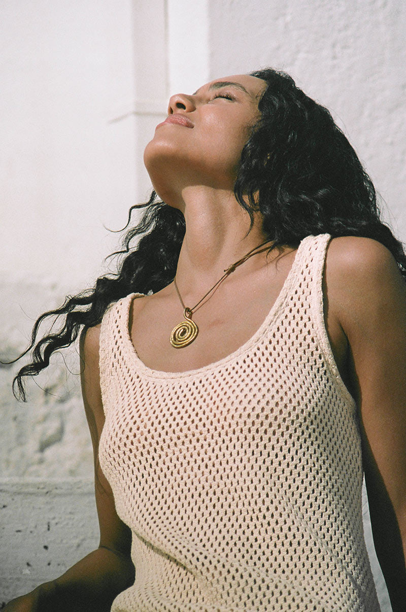Transparent cotton knit mesh dress - goddess design 