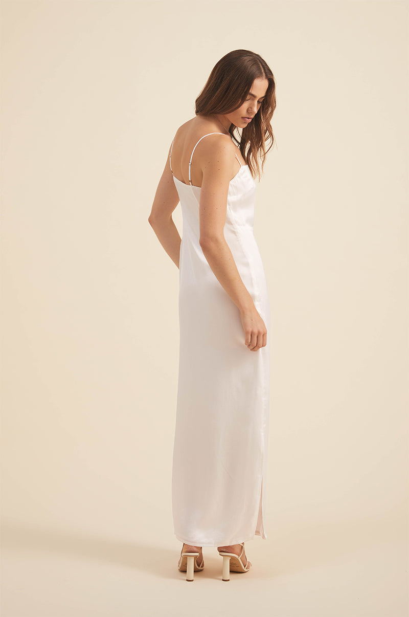 Side split slip dress - special occasion - white