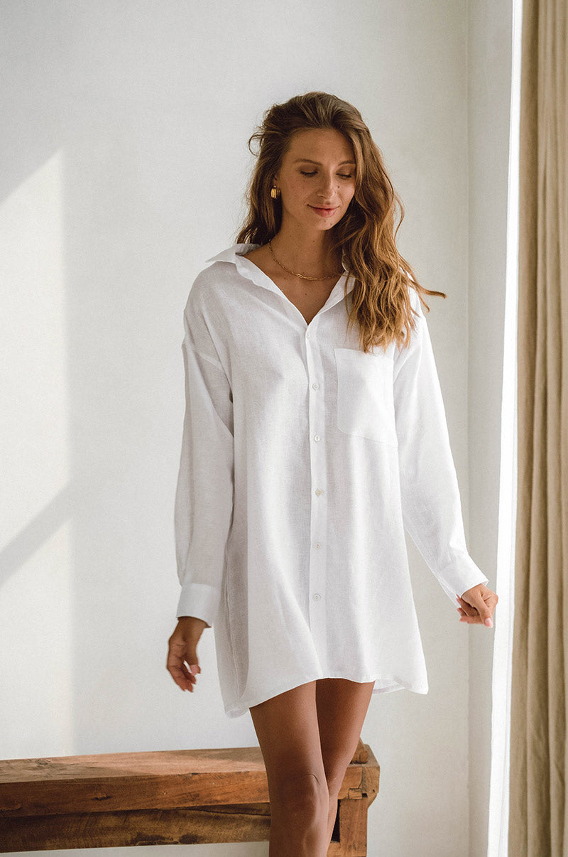 SUMMER Shirt Dress - White - ROVE Designs