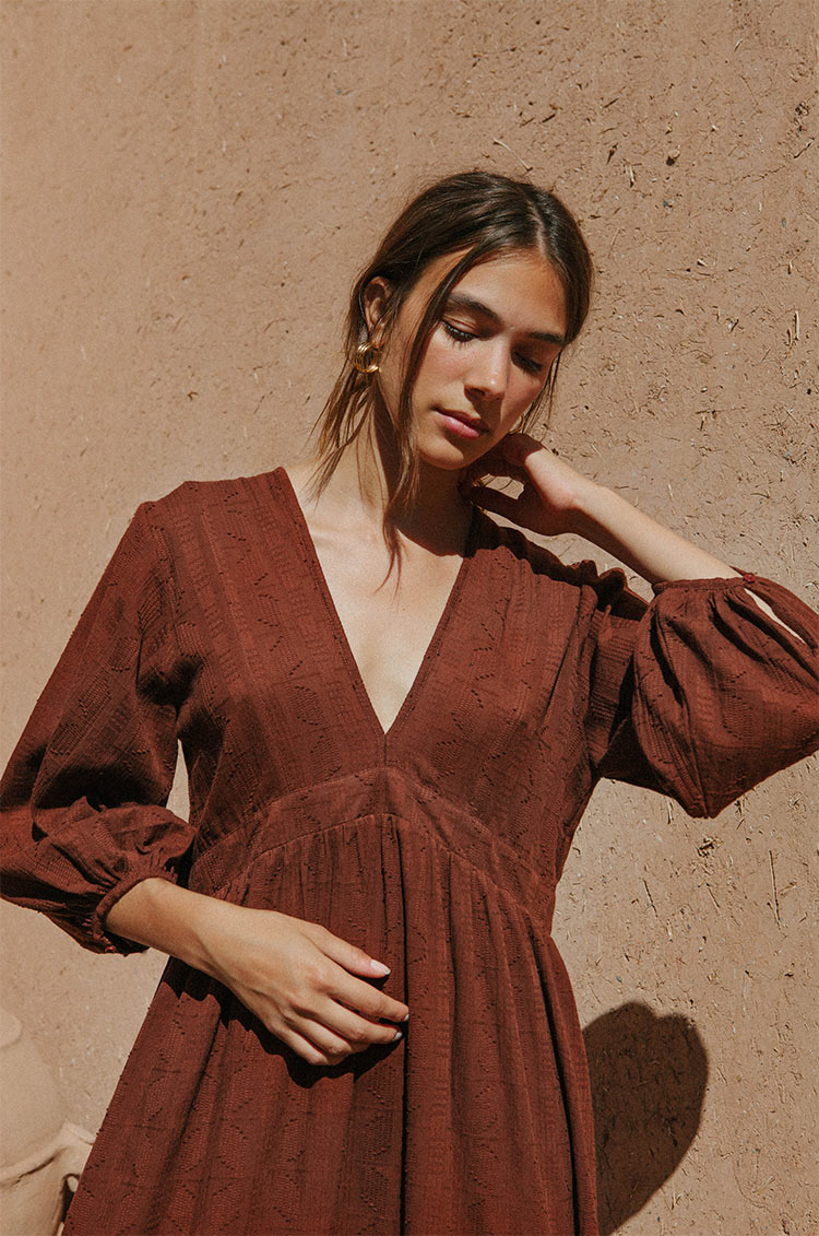Irene Chocolate Spot Cotton Blend Dress main image 0