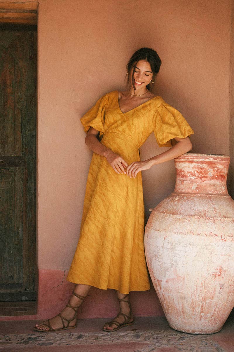Eve Linen Dress - marigold main image 1