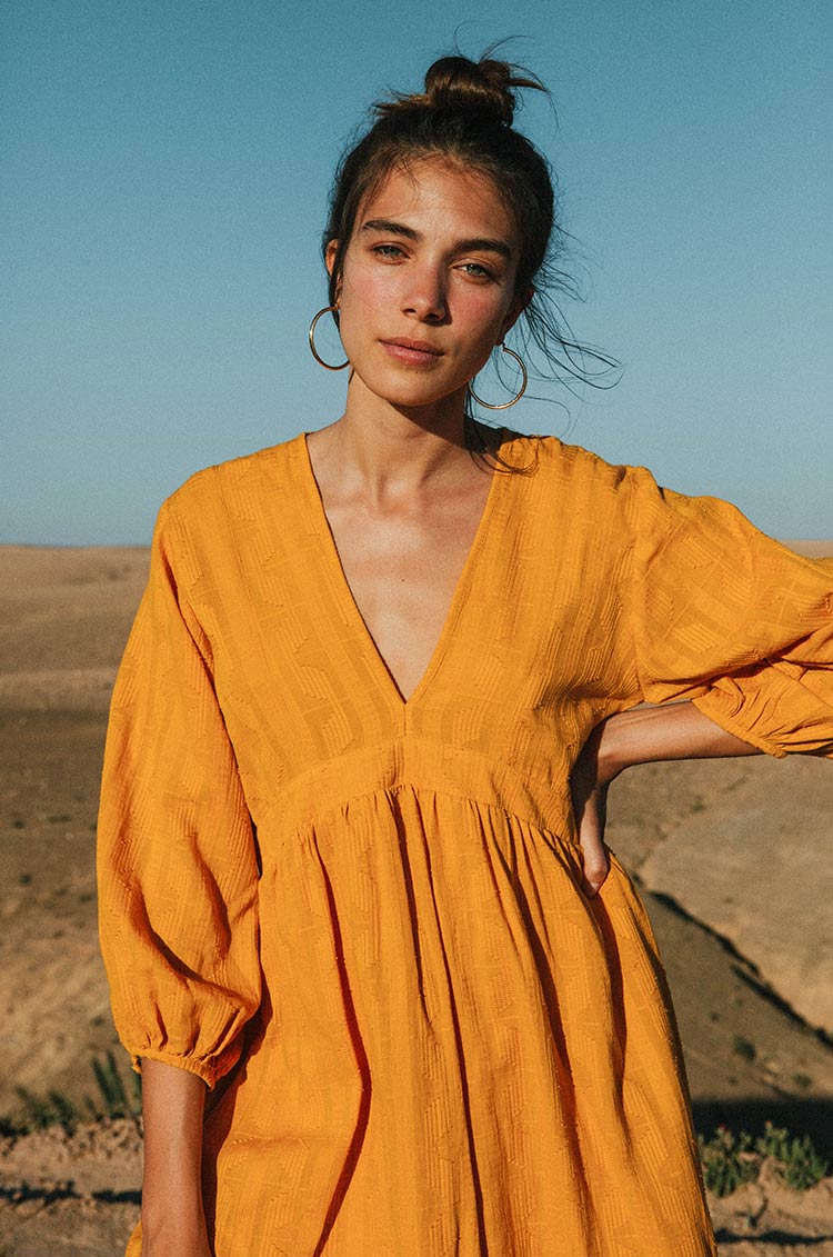 Balloon sleeved midi dress - ethical design