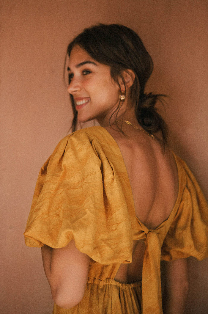 Romantic open back with tie detail