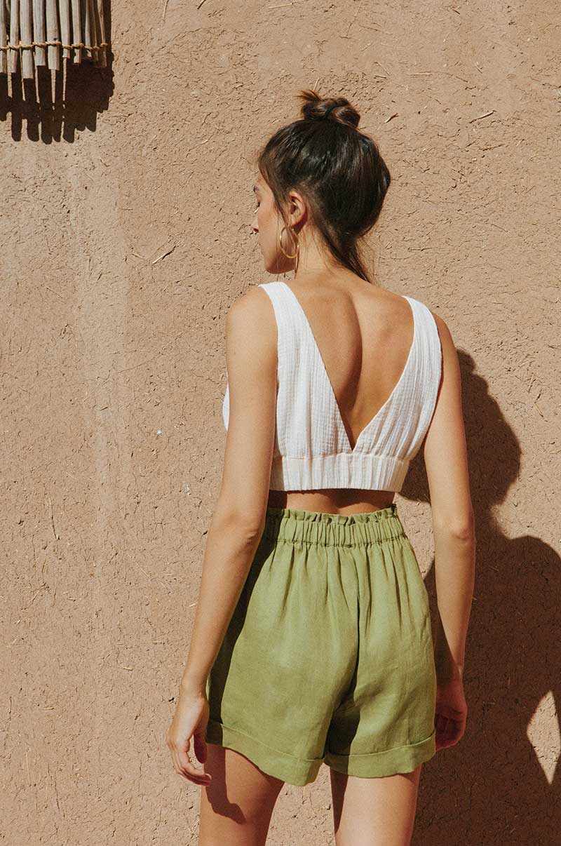 Olive Linen Shorts - Feel Good, Ethical Fashion - ROVE