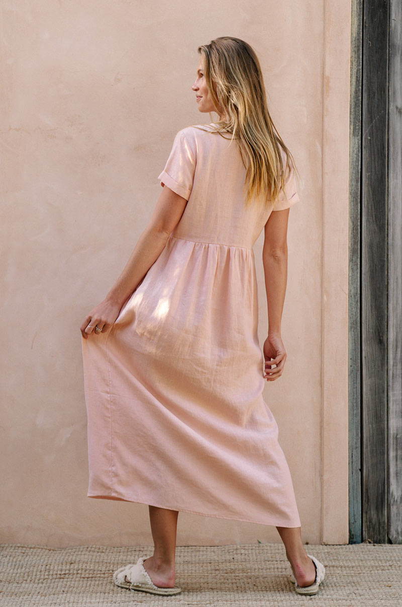 Rose linen SUNSEEKER Midi Dress