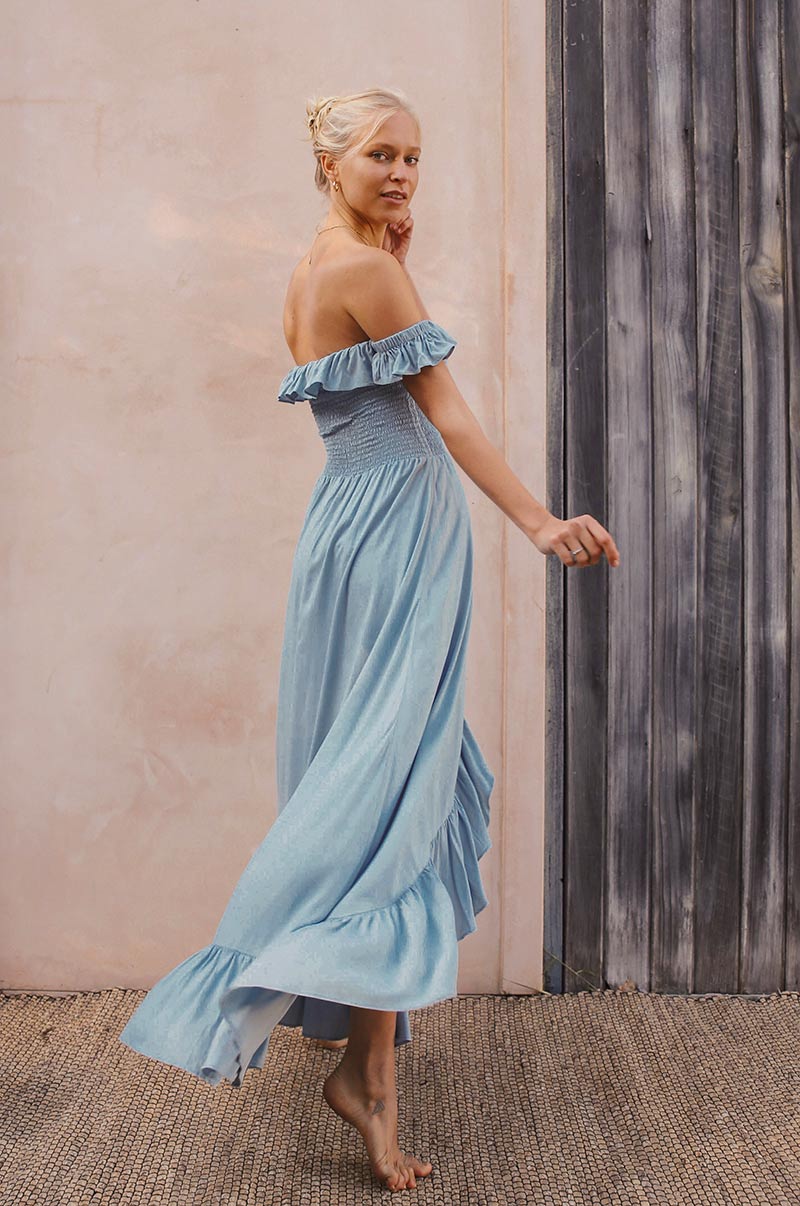 UDAIPUR Dress - dusty blue ecovero