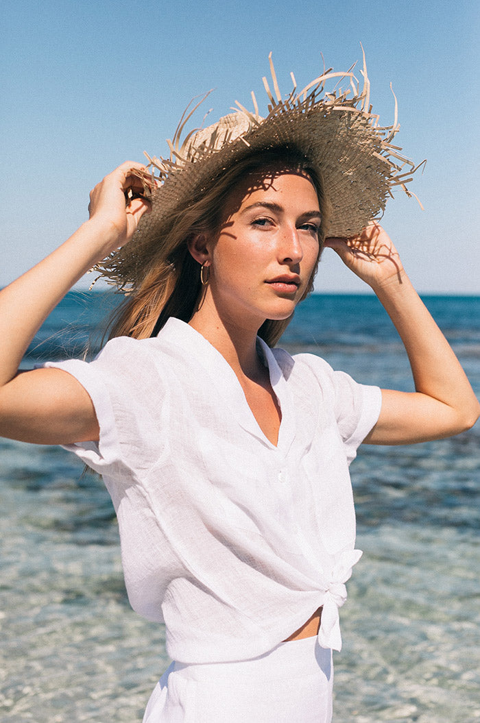 Beach cover up - summer linen white shirt
