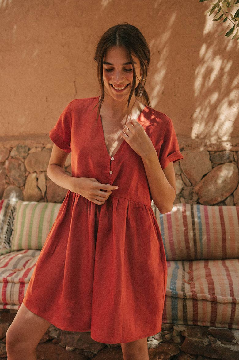 French Flax Linen Ruby Shirt in Ochre – I Love Linen