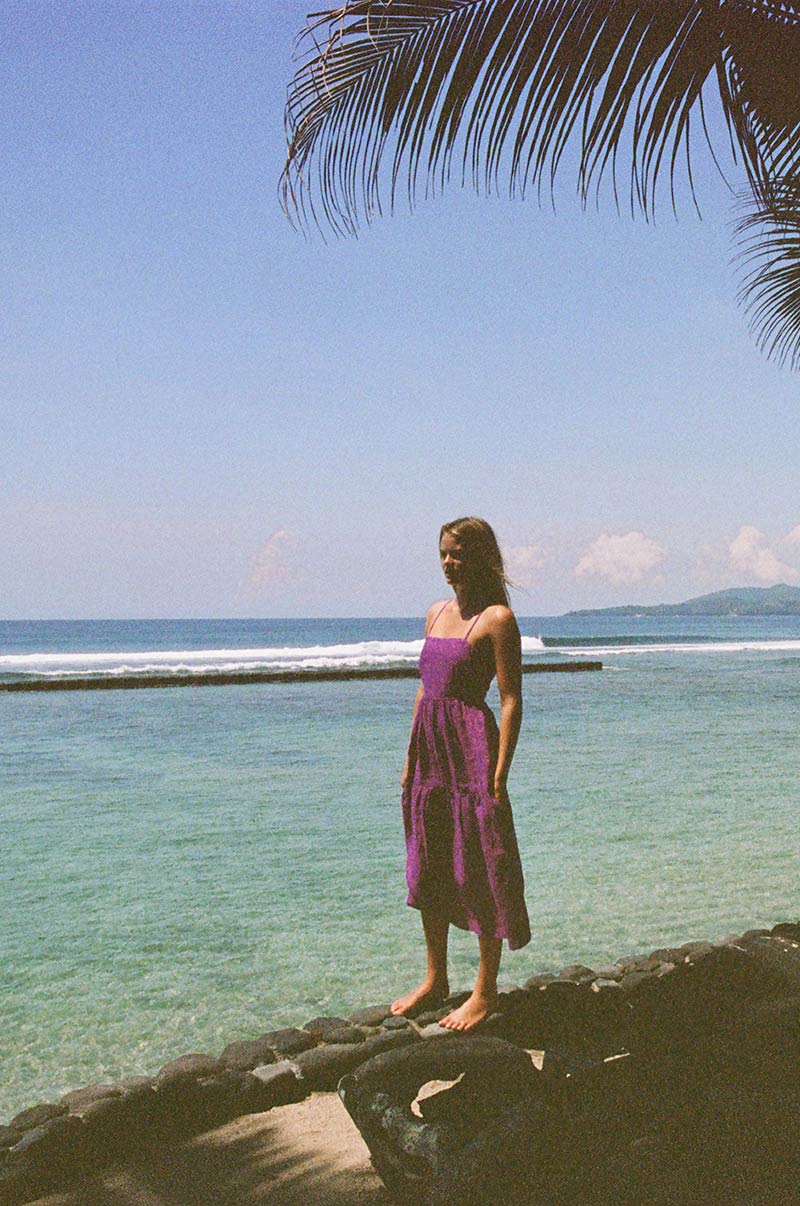 Magenta strappy summer midi dress