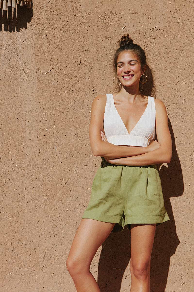 bright white textured cotton top